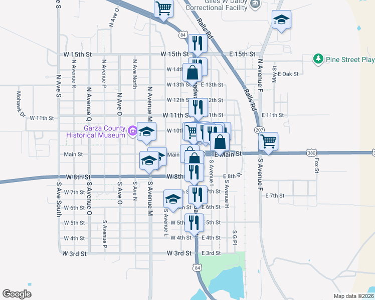 map of restaurants, bars, coffee shops, grocery stores, and more near 100-198 West Main Street in Post