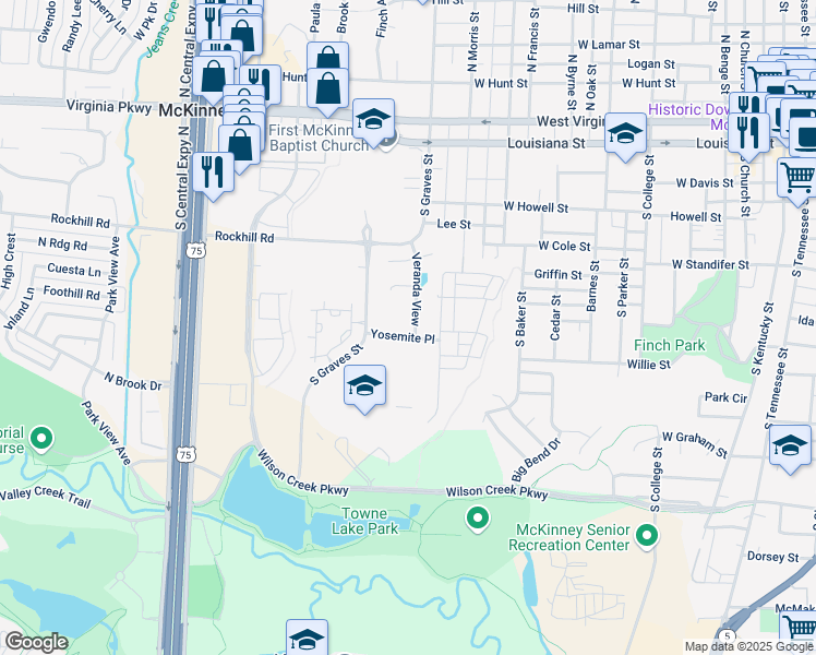 map of restaurants, bars, coffee shops, grocery stores, and more near 904 Chapel Hill Lane in McKinney