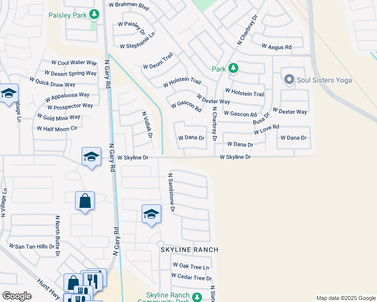 map of restaurants, bars, coffee shops, grocery stores, and more near 787 West Dana Drive in Queen Creek