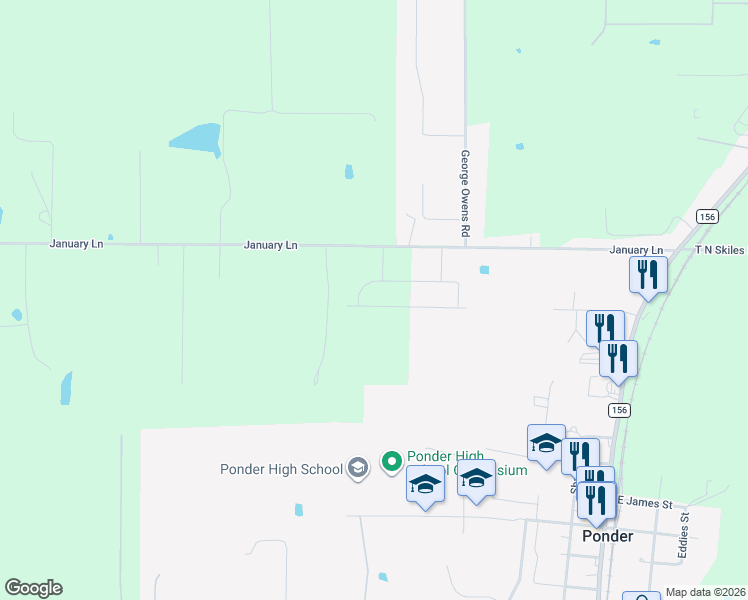 map of restaurants, bars, coffee shops, grocery stores, and more near 227 South Peak Lane in Ponder