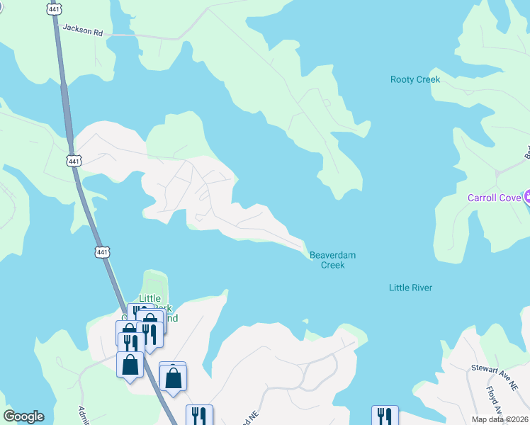 map of restaurants, bars, coffee shops, grocery stores, and more near 105 Lo Valley Drive in Eatonton