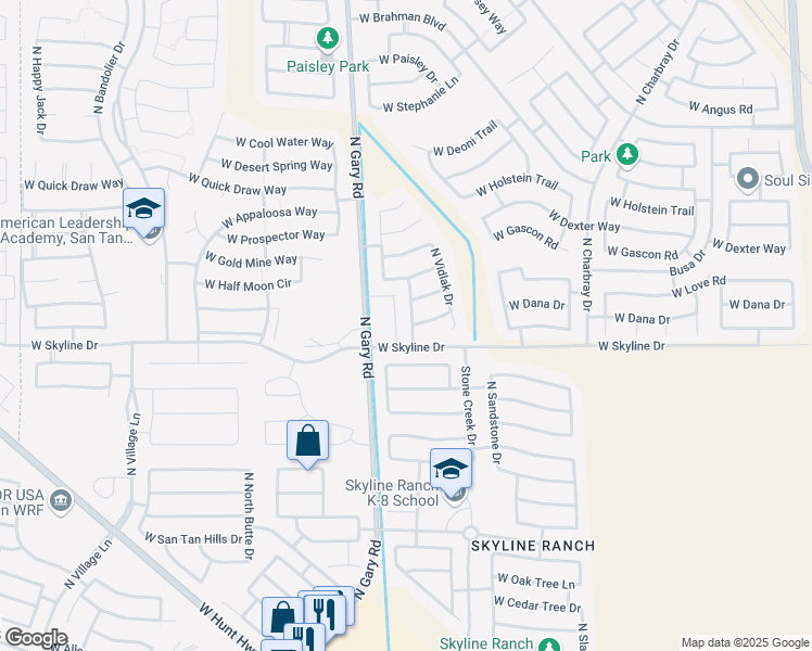 map of restaurants, bars, coffee shops, grocery stores, and more near 34398 North Richardson Drive in San Tan Valley