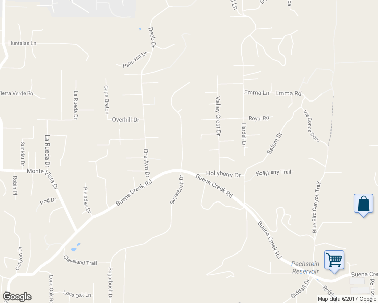 map of restaurants, bars, coffee shops, grocery stores, and more near 1130 Sugarbush Drive in Vista