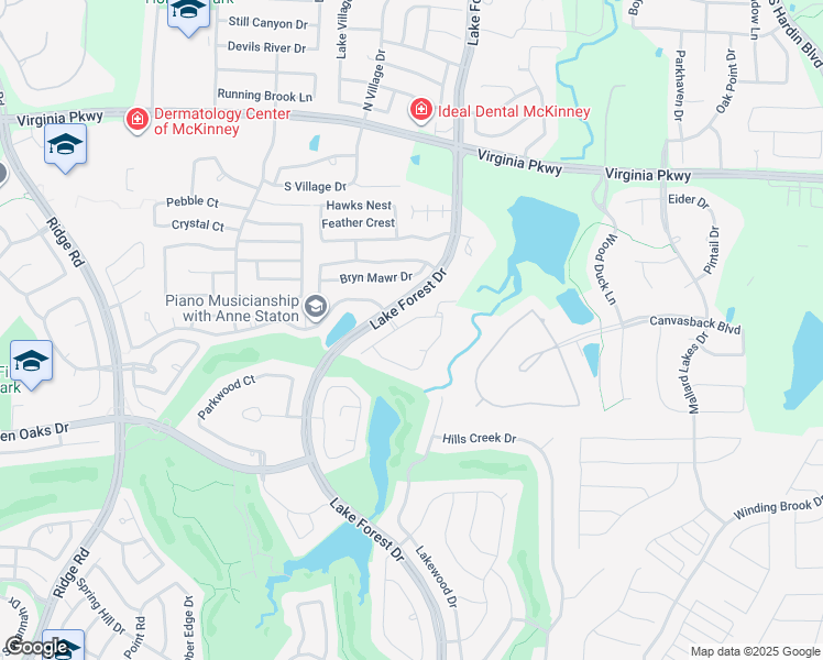 map of restaurants, bars, coffee shops, grocery stores, and more near 512 Broad Leaf Lane in McKinney