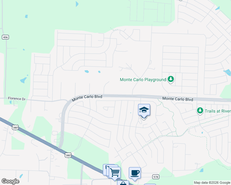 map of restaurants, bars, coffee shops, grocery stores, and more near 1534 Monte Carlo Boulevard in Princeton