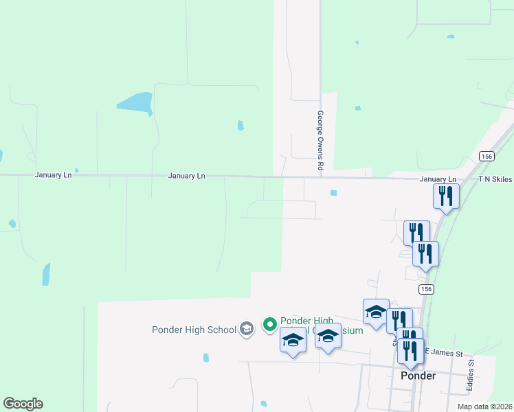 map of restaurants, bars, coffee shops, grocery stores, and more near 227 South Peak Lane in Ponder