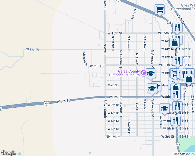 map of restaurants, bars, coffee shops, grocery stores, and more near 1013 Crest Drive in Post