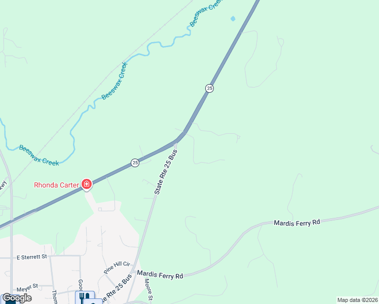 map of restaurants, bars, coffee shops, grocery stores, and more near 105 Highland Drive in Columbiana
