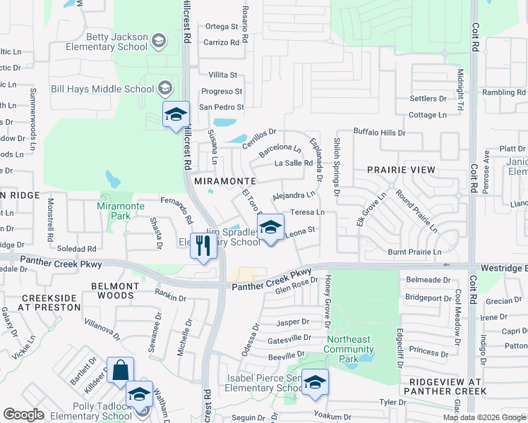 map of restaurants, bars, coffee shops, grocery stores, and more near 13825 Capuchin Street in Frisco