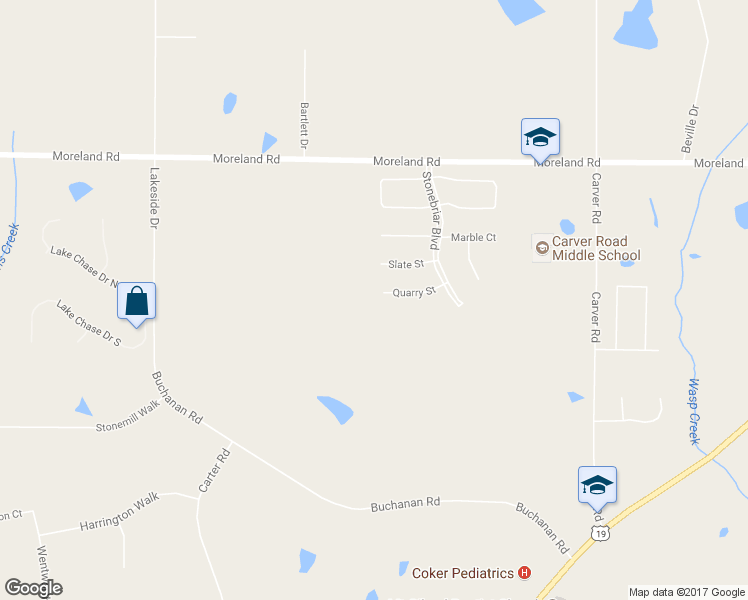map of restaurants, bars, coffee shops, grocery stores, and more near 121 Quarry Circle in Griffin
