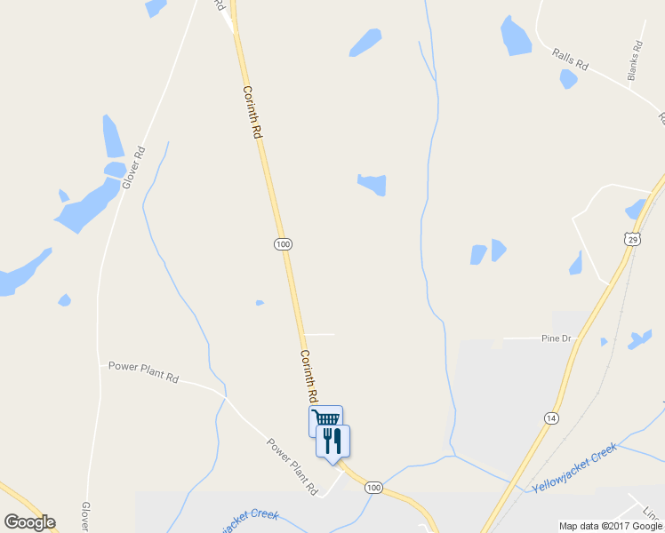 map of restaurants, bars, coffee shops, grocery stores, and more near 532 Corinth Road in Hogansville