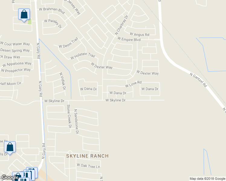 map of restaurants, bars, coffee shops, grocery stores, and more near 500 West Dana Drive in Queen Creek