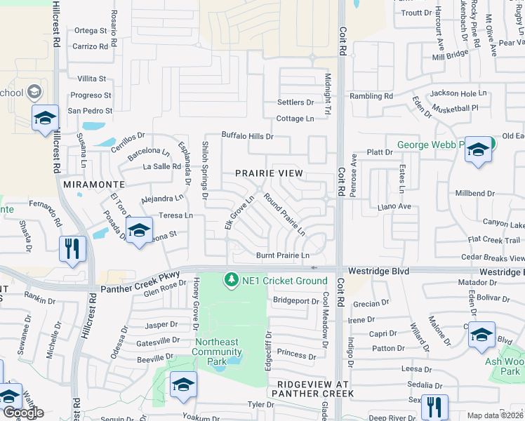 map of restaurants, bars, coffee shops, grocery stores, and more near 12182 Curry Creek Drive in Frisco