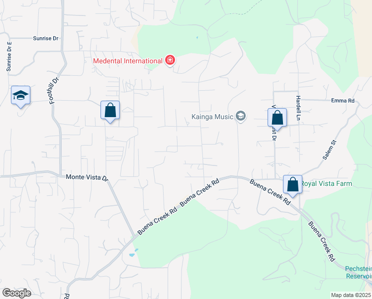 map of restaurants, bars, coffee shops, grocery stores, and more near 3019 Ora Avo Terrace in Vista