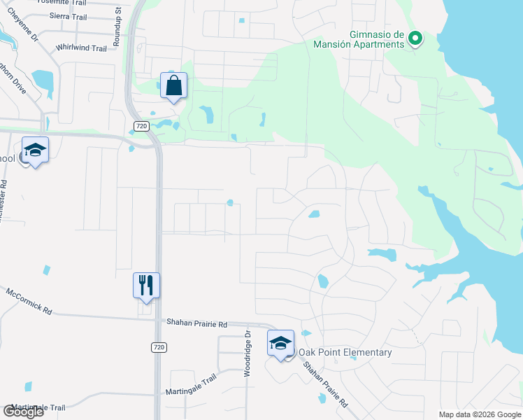 map of restaurants, bars, coffee shops, grocery stores, and more near 9404 Surveyor Road in Oak Point