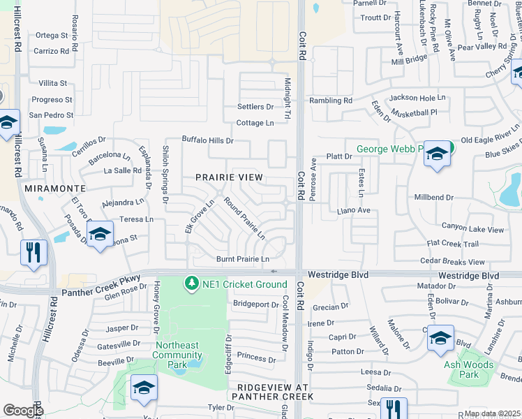 map of restaurants, bars, coffee shops, grocery stores, and more near 13761 French Creek Lane in Frisco