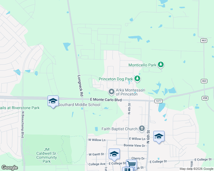map of restaurants, bars, coffee shops, grocery stores, and more near Chapel Hill Road in Princeton