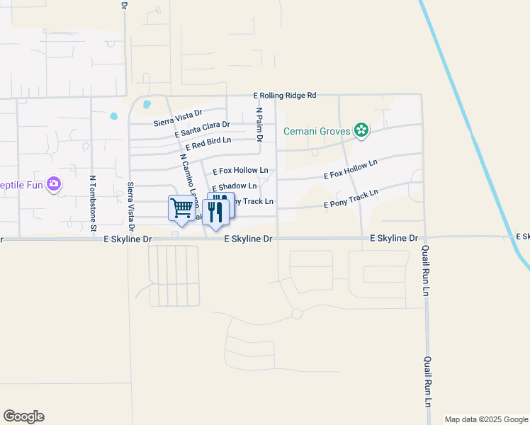 map of restaurants, bars, coffee shops, grocery stores, and more near 5851 East Preakness Drive in San Tan Valley