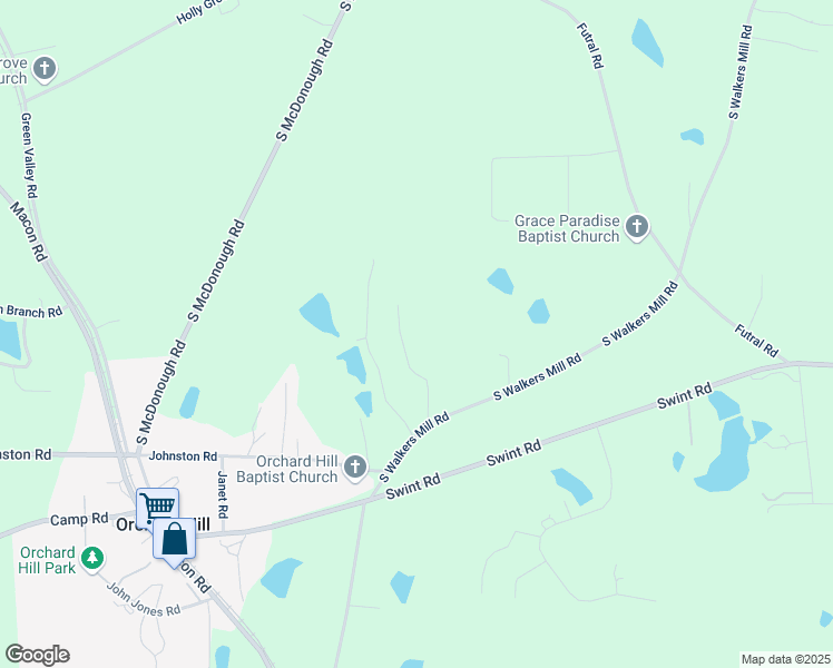 map of restaurants, bars, coffee shops, grocery stores, and more near 2418 South Walkers Mill Road in Griffin
