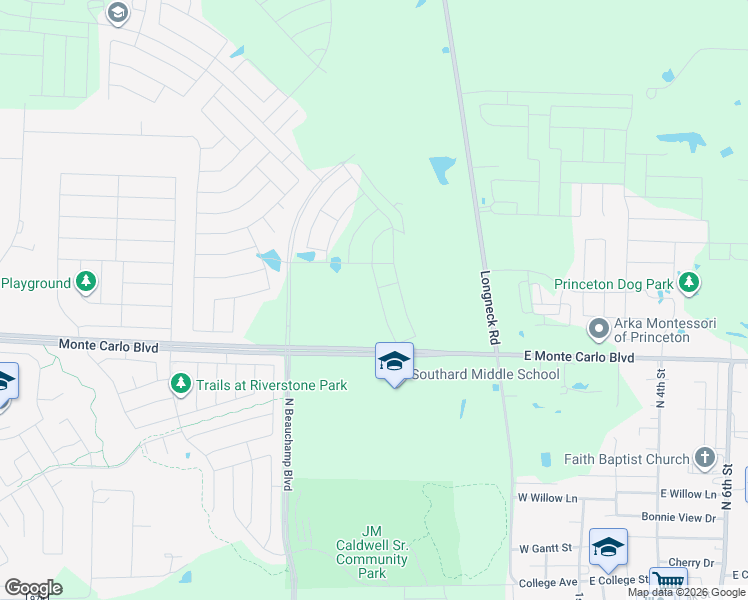 map of restaurants, bars, coffee shops, grocery stores, and more near 1002 Monte Carlo Boulevard in Princeton