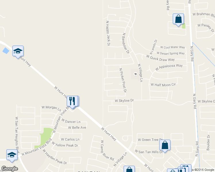map of restaurants, bars, coffee shops, grocery stores, and more near 2663 West Half Moon Circle in Queen Creek