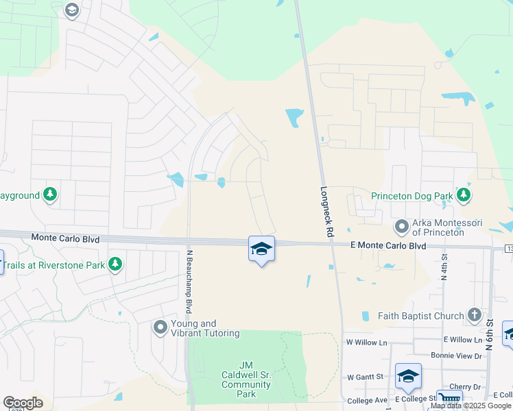 map of restaurants, bars, coffee shops, grocery stores, and more near 455 Monte Carlo Boulevard in Princeton