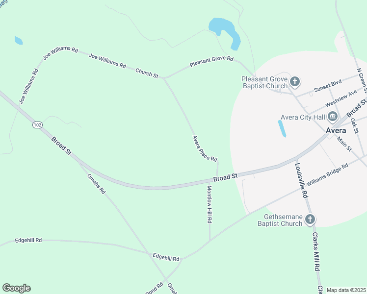 map of restaurants, bars, coffee shops, grocery stores, and more near 1233 Avera Place Road in Avera