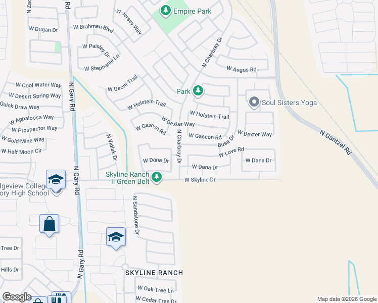 map of restaurants, bars, coffee shops, grocery stores, and more near 483 West Gascon Road in Queen Creek