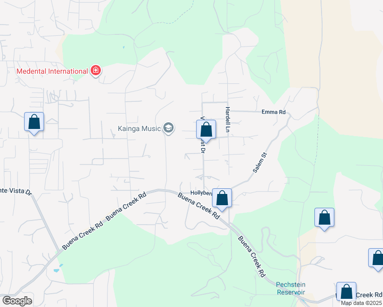 map of restaurants, bars, coffee shops, grocery stores, and more near 3342 Silver Oak Lane in Vista