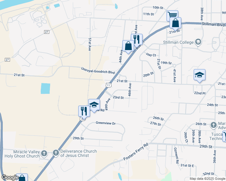 map of restaurants, bars, coffee shops, grocery stores, and more near 2117 Culver Road in Tuscaloosa