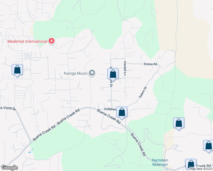 map of restaurants, bars, coffee shops, grocery stores, and more near 3342 Silver Oak Lane in Vista