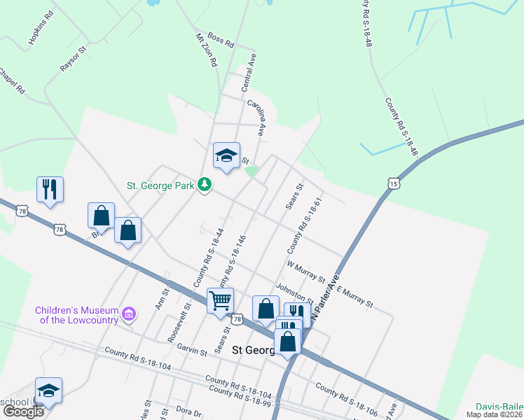 map of restaurants, bars, coffee shops, grocery stores, and more near 703 Horne Street in Saint George
