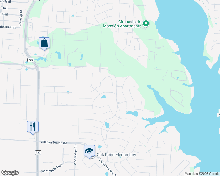 map of restaurants, bars, coffee shops, grocery stores, and more near Mar Top Road in Oak Point