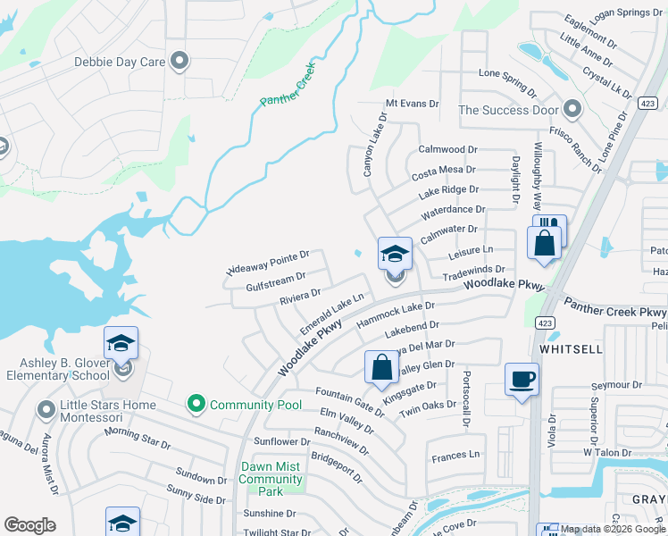 map of restaurants, bars, coffee shops, grocery stores, and more near 3204 Paradise Lane in Little Elm