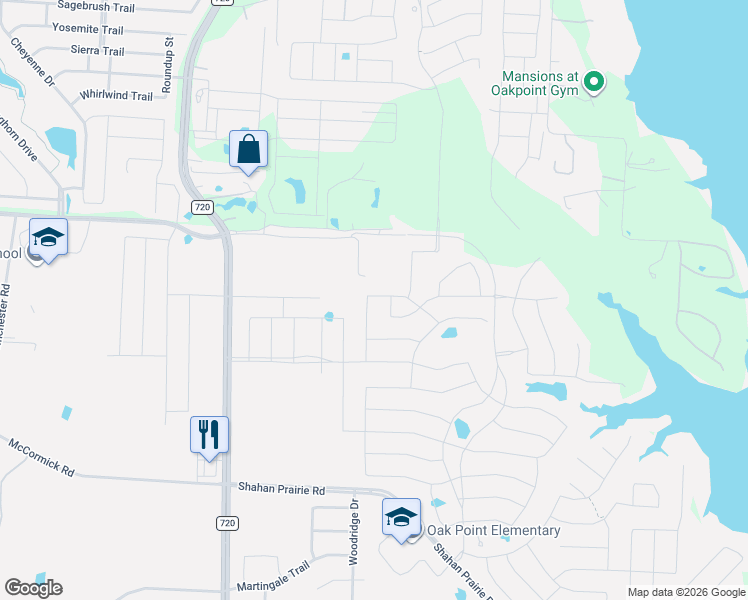 map of restaurants, bars, coffee shops, grocery stores, and more near Mar Top Road in Oak Point