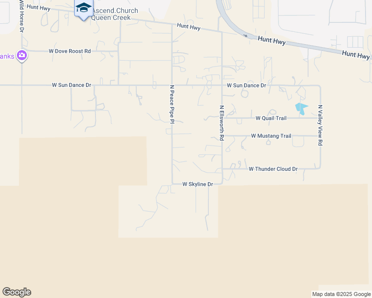 map of restaurants, bars, coffee shops, grocery stores, and more near 34559 North Peace Pipe Place in Queen Creek