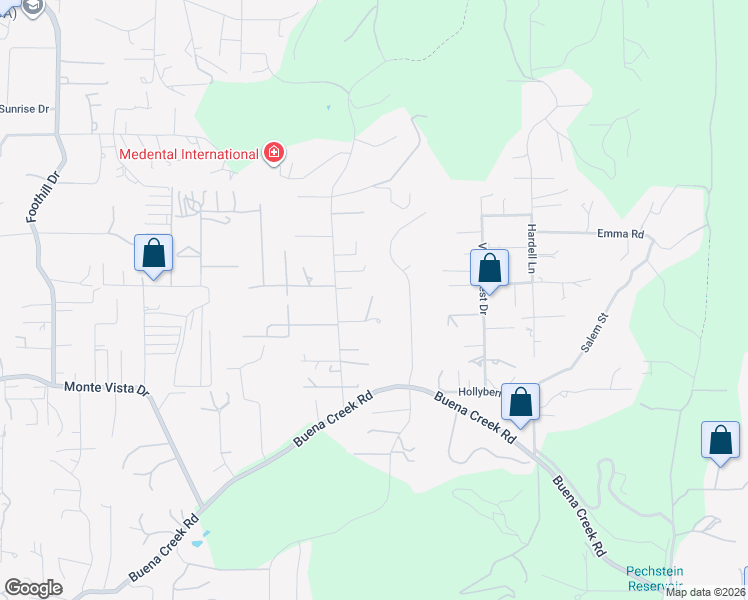 map of restaurants, bars, coffee shops, grocery stores, and more near 3188 Ora Avo Terrace in Vista
