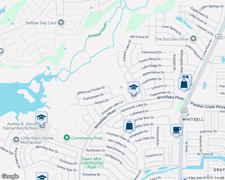 map of restaurants, bars, coffee shops, grocery stores, and more near 3204 Paradise Lane in Little Elm