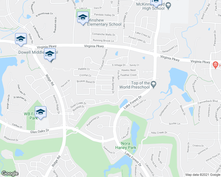 map of restaurants, bars, coffee shops, grocery stores, and more near 5204 Geode Lane in McKinney