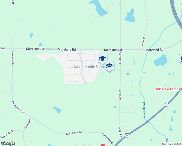 map of restaurants, bars, coffee shops, grocery stores, and more near 105 Ruby Way in Griffin