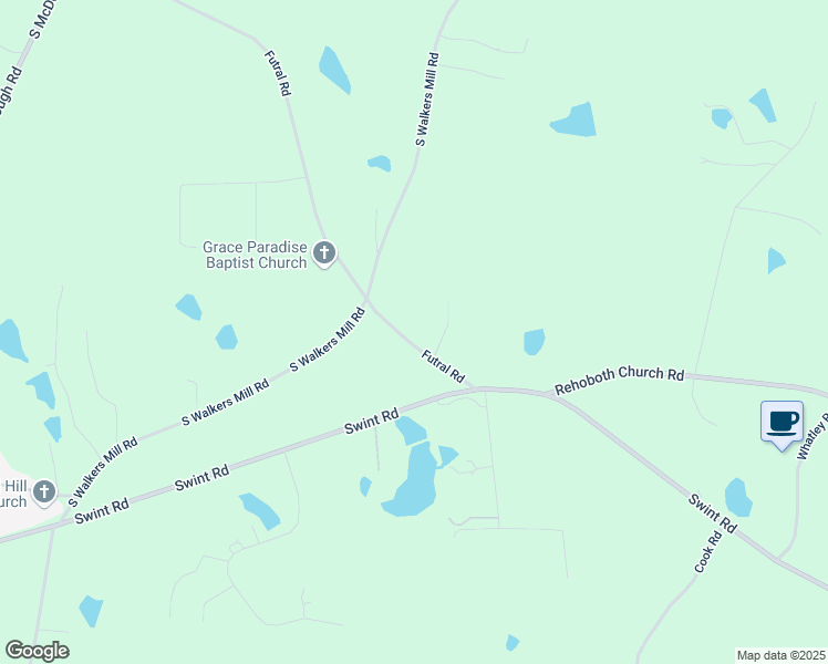map of restaurants, bars, coffee shops, grocery stores, and more near 2143 Futral Road in Griffin