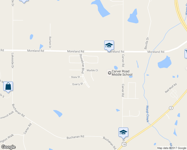 map of restaurants, bars, coffee shops, grocery stores, and more near 105 Ruby Way in Griffin