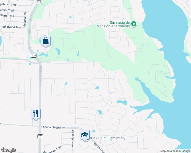 map of restaurants, bars, coffee shops, grocery stores, and more near Mar Top Road in Oak Point