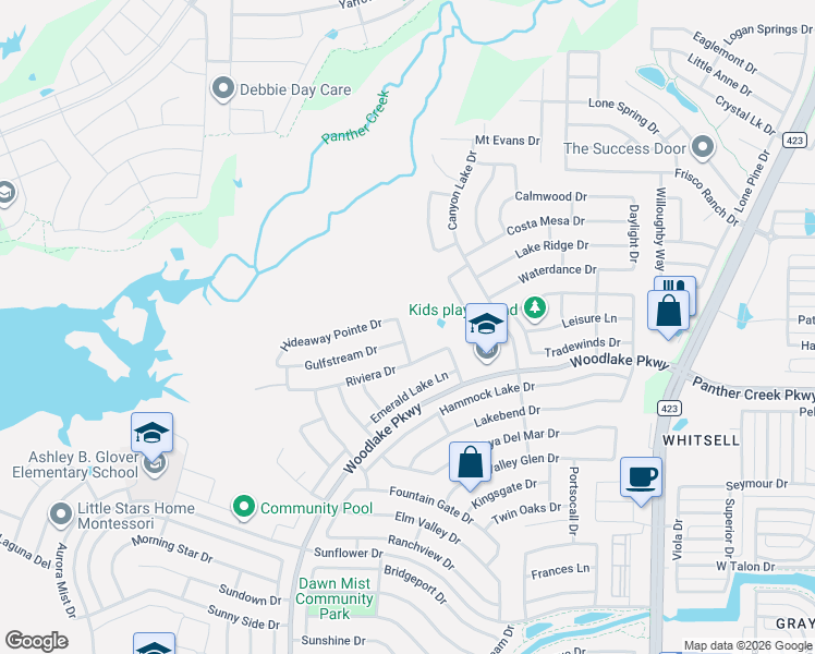 map of restaurants, bars, coffee shops, grocery stores, and more near 3204 Paradise Lane in Little Elm