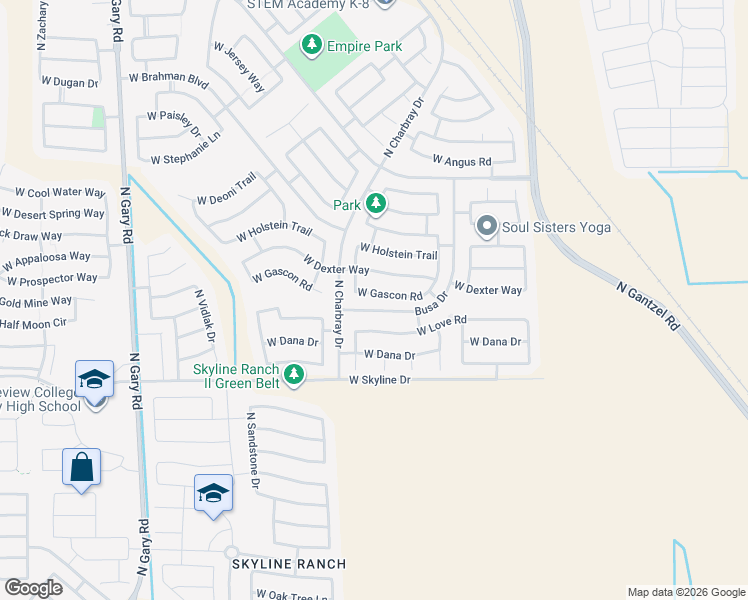map of restaurants, bars, coffee shops, grocery stores, and more near 483 West Gascon Road in Queen Creek