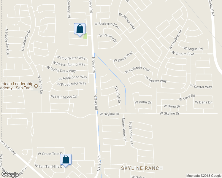 map of restaurants, bars, coffee shops, grocery stores, and more near 1245 West Gascon Road in San Tan Valley