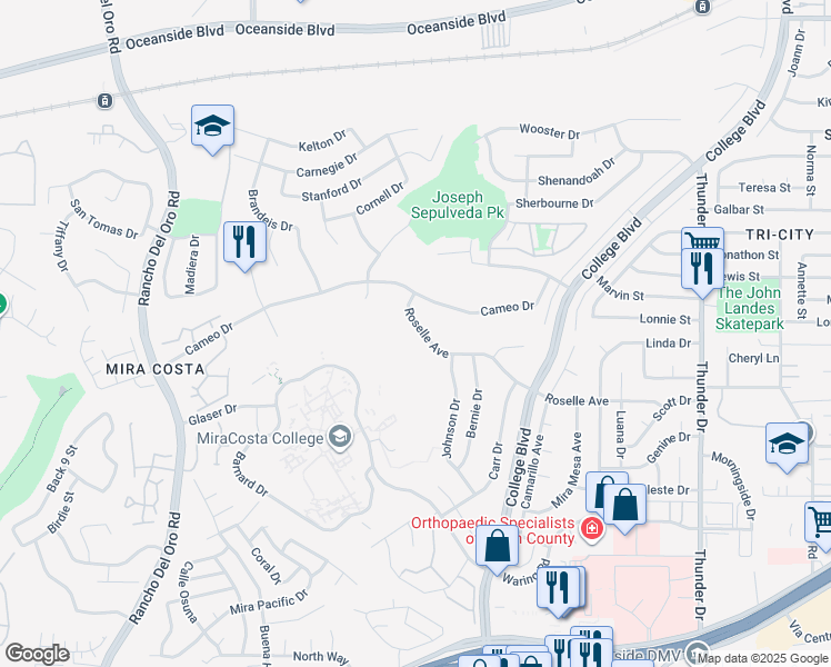 map of restaurants, bars, coffee shops, grocery stores, and more near in Oceanside