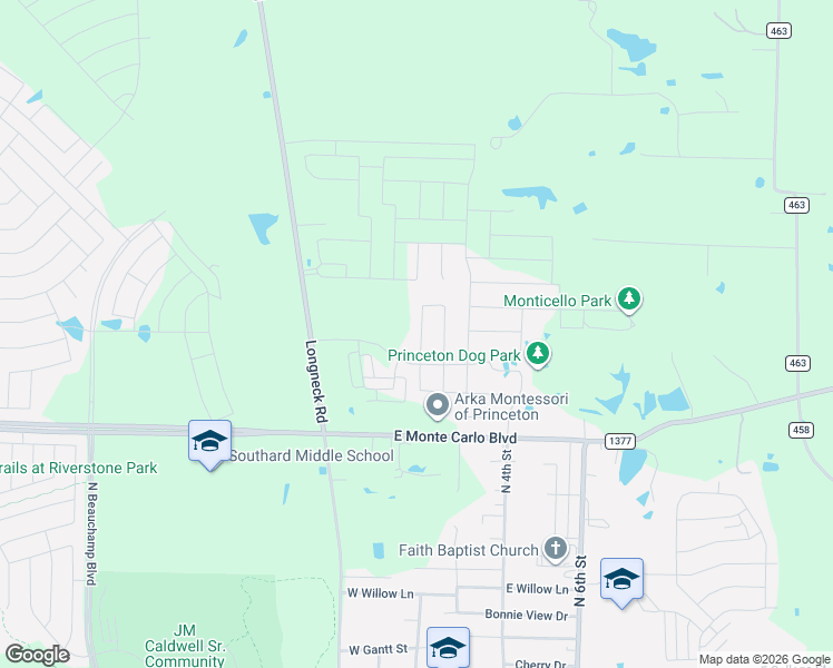 map of restaurants, bars, coffee shops, grocery stores, and more near 200-284 County Road 461 in Princeton