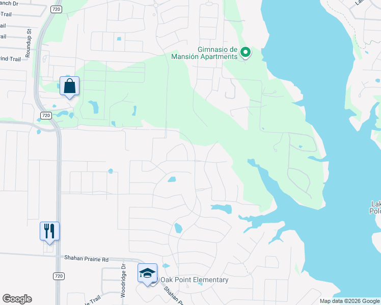 map of restaurants, bars, coffee shops, grocery stores, and more near Mar Top Road in Oak Point