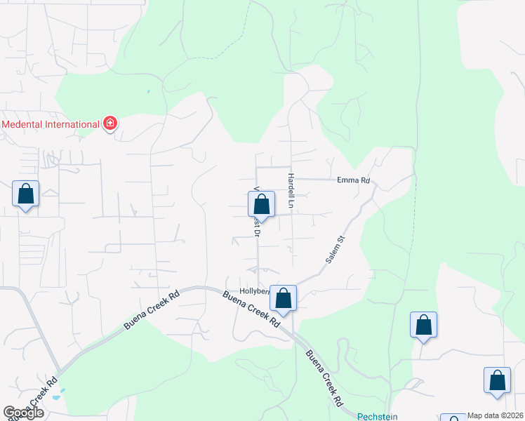 map of restaurants, bars, coffee shops, grocery stores, and more near 911 Valley Crest Drive in Vista